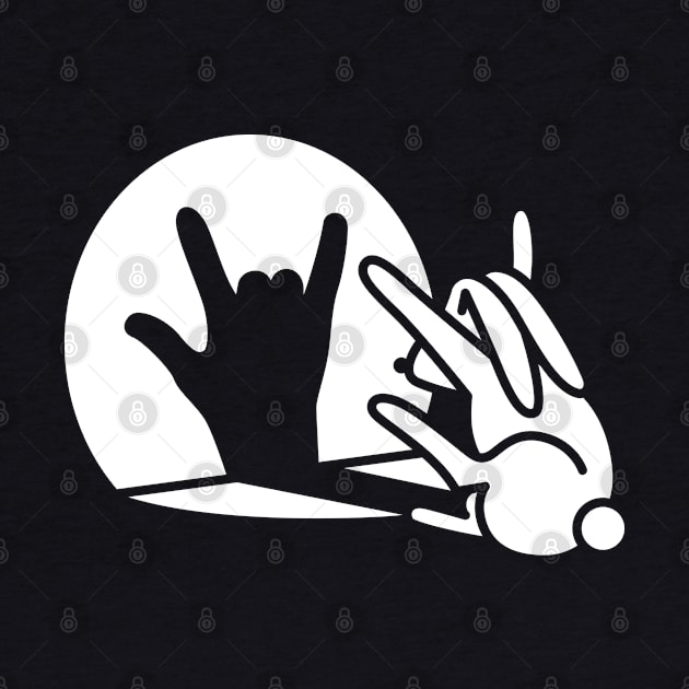 Funny rabbit shadow hand cartoon ROCK music METAL by LaundryFactory